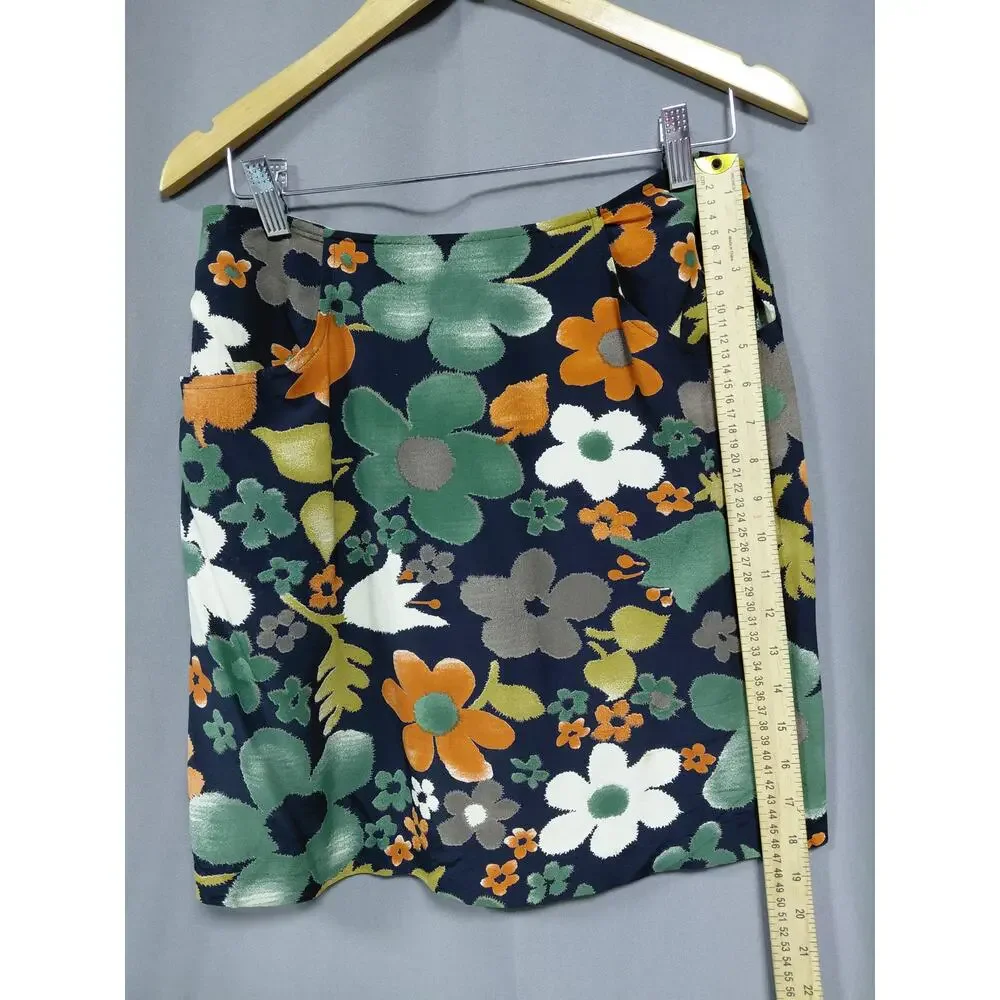 Express Made in USA Navy Mini Casual Floral Skirt Women Size 9/10